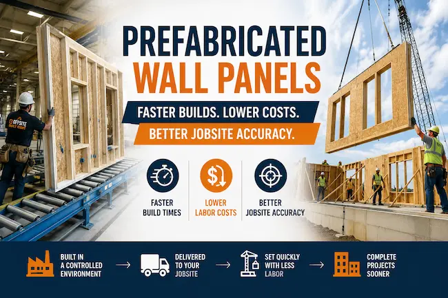 Prefabricated wall panels for faster commercial builds, lower labor costs, and better jobsite accuracy